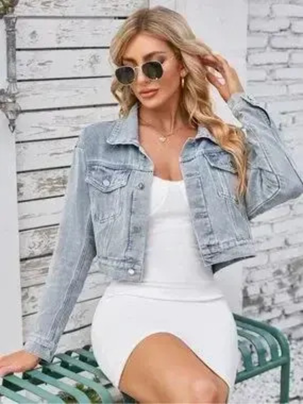 Pocketed Button Up Dropped Shoulder Denim Jacket - Picture 4 of 6